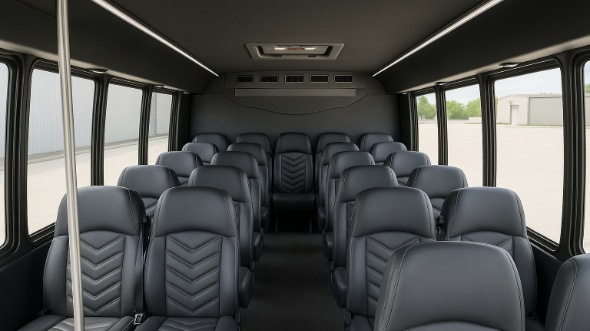 Interior of Charter Bus Company Elmhurst's 25 Passenger Mini bus in Elmhurst