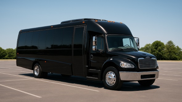 Exterior of Charter Bus Company Elmhurst's 28 Passenger Mini bus in Elmhurst