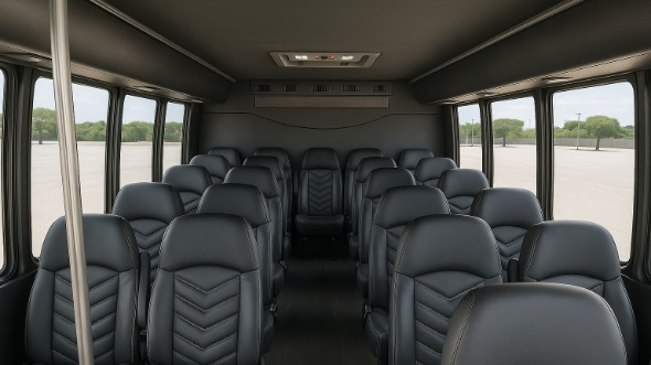 Interior of Charter Bus Company Elmhurst's 35 Passenger Minibus in Elmhurst