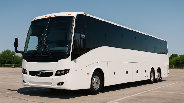 Exterior of Charter Bus Company Elmhurst's 50 Passenger Charter Bus in Elmhurst