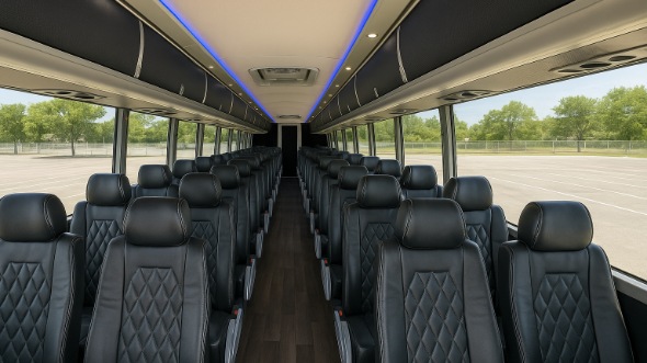 Interior of Charter Bus Company Elmhurst's 50 Passenger Charter Bus in Elmhurst