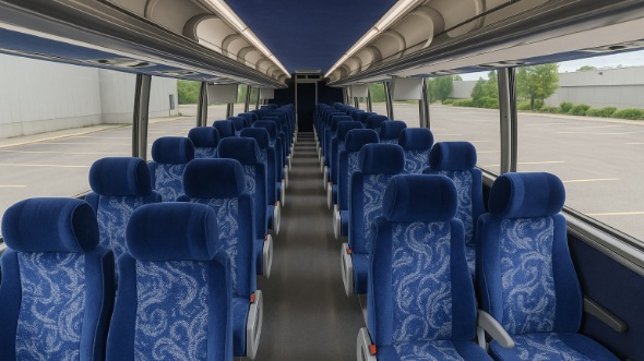 Interior of Charter Bus Company Elmhurst's 54 Passenger Charter Bus in Elmhurst