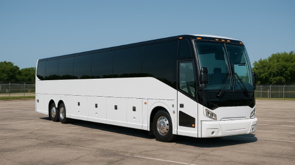 Exterior of Charter Bus Company Elmhurst's 55 Passenger Charter Bus in Elmhurst