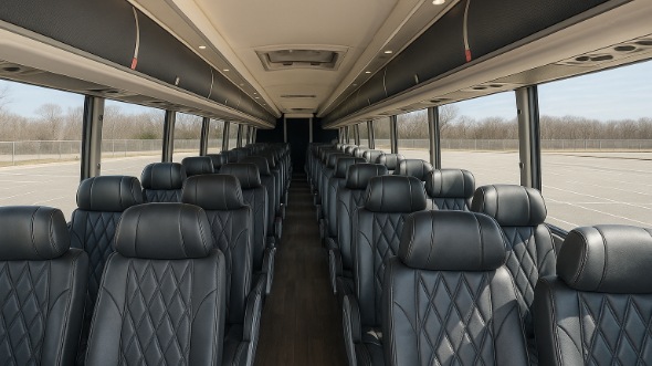 elmhurst 56 passenger charter bus inside