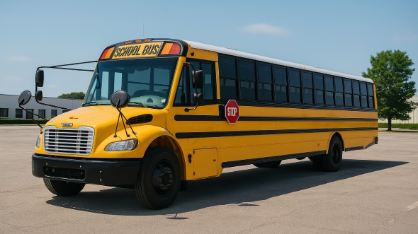 Exterior of Charter Bus Company Elmhurst's School Bus in Elmhurst