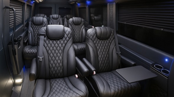 Interior of Charter Bus Company Elmhurst's Sprinter Van Rental With Driver in Elmhurst